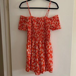 Orange Floral Romper